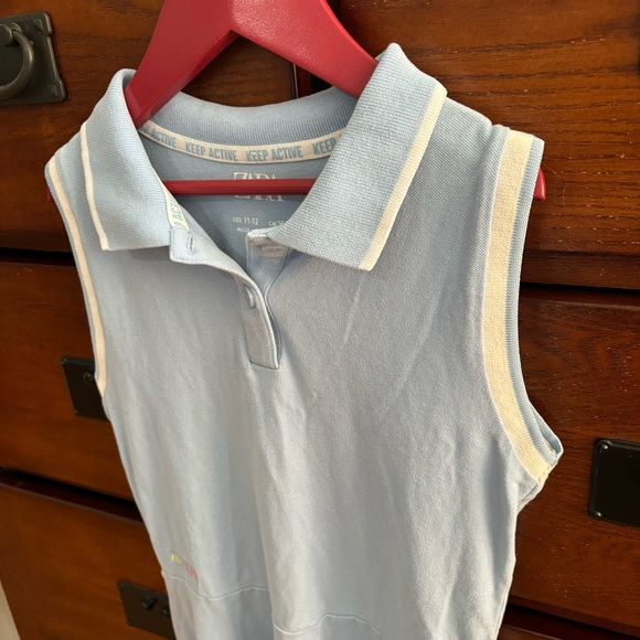 Girls Size 10/12 Zara Blue and White Pique Polo Activewear Tennis Dress - Picture 5 of 7
